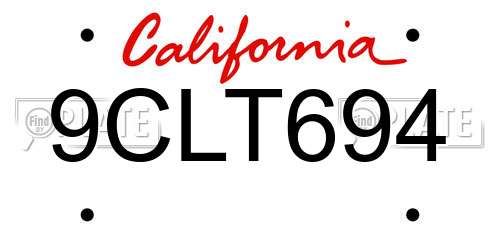 9CLT694 California License Plate
