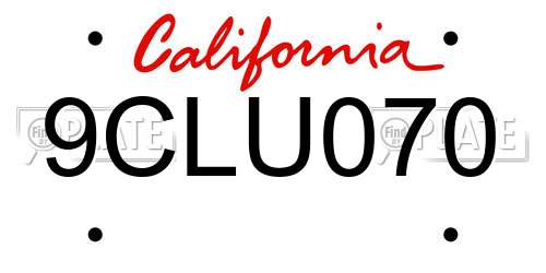 9CLU070 California License Plate