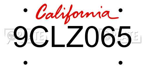 9CLZ065 California License Plate