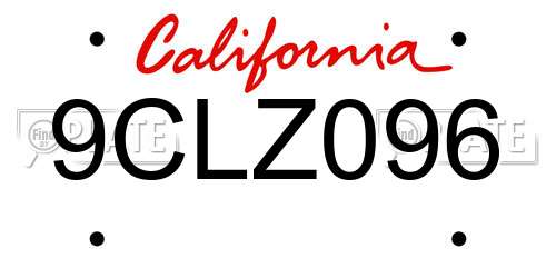 9CLZ096 California License Plate
