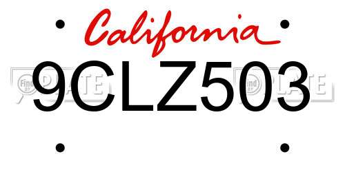 9CLZ503 California License Plate