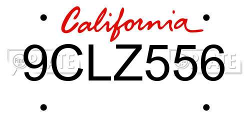 9CLZ556 California License Plate