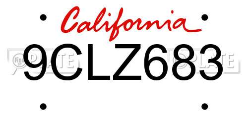 9CLZ683 California License Plate