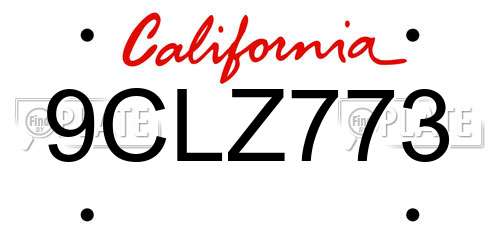 9CLZ773 California License Plate