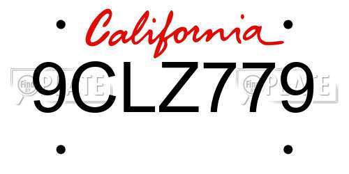 9CLZ779 California License Plate