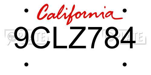 9CLZ784 California License Plate