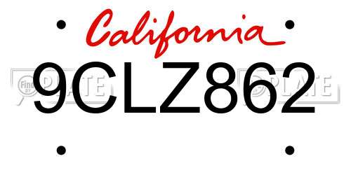 9CLZ862 California License Plate