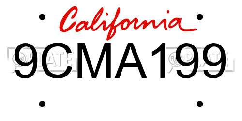 9CMA199 California License Plate