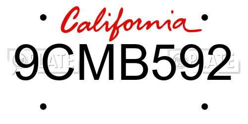 9CMB592 California License Plate