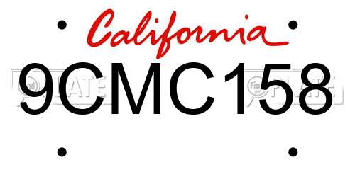 9CMC158 California License Plate