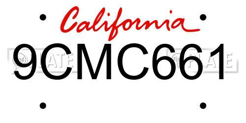 9CMC661 California License Plate