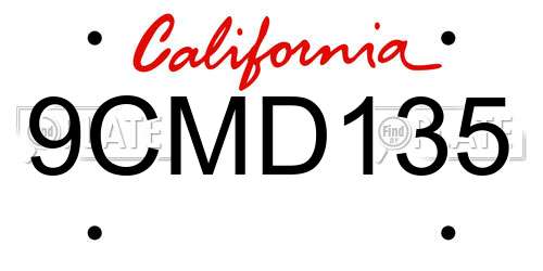 9CMD135 California License Plate