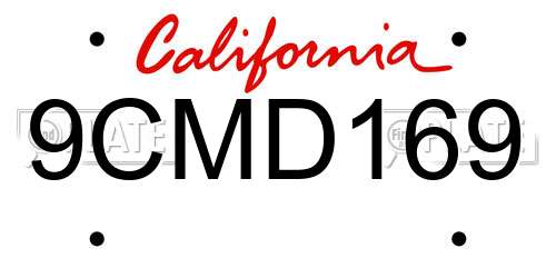 9CMD169 California License Plate