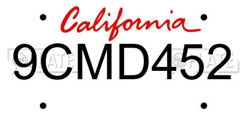 9CMD452 California License Plate
