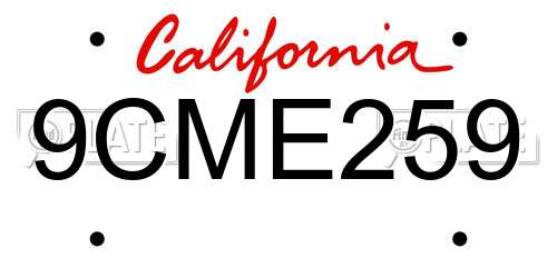 9CME259 California License Plate