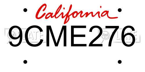 9CME276 California License Plate