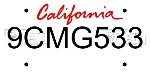 9CMG533 California License Plate