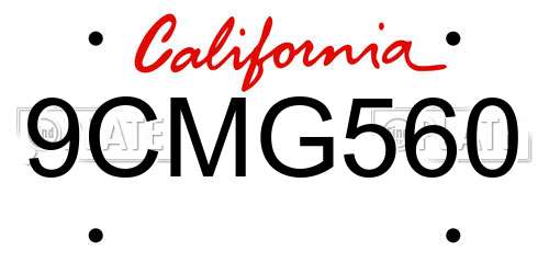 9CMG560 California License Plate