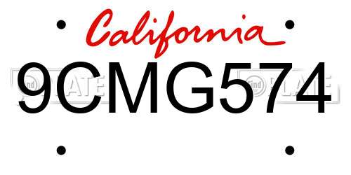 9CMG574 California License Plate