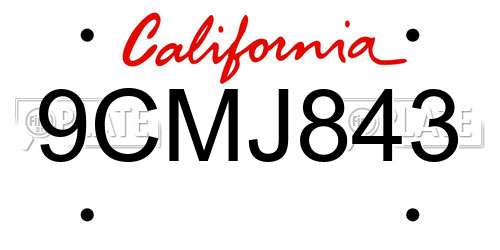 9CMJ843 California License Plate