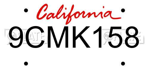9CMK158 California License Plate