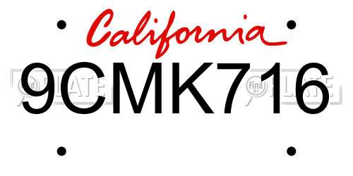 9CMK716 California License Plate