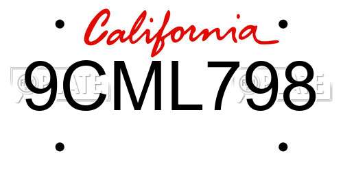 9CML798 California License Plate