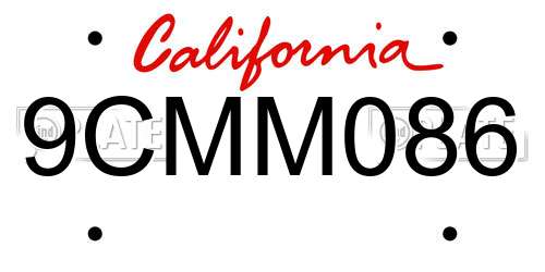 9CMM086 California License Plate