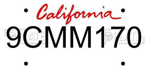 9CMM170 California License Plate