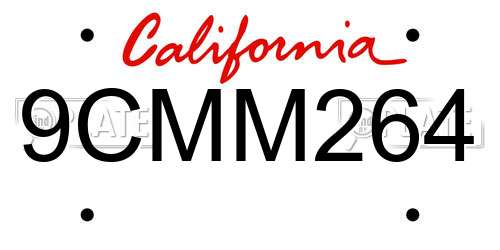 9CMM264 California License Plate