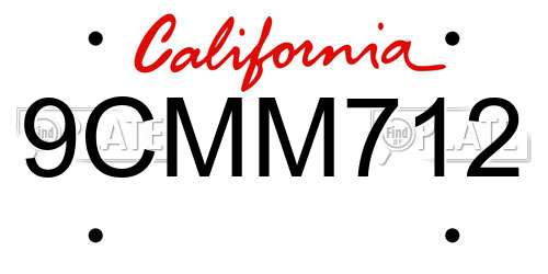 9CMM712 California License Plate