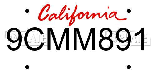 9CMM891 California License Plate
