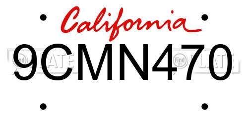 9CMN470 California License Plate