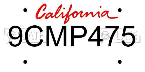 9CMP475 California License Plate