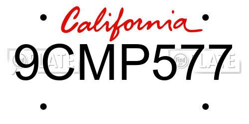 9CMP577 California License Plate