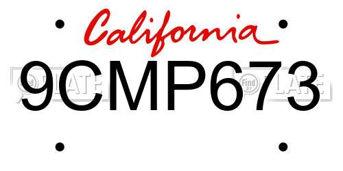 9CMP673 California License Plate