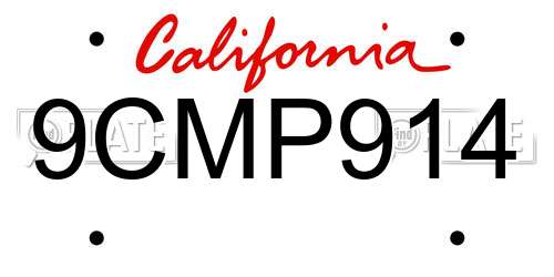 9CMP914 California License Plate