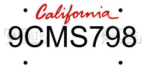 9CMS798 California License Plate