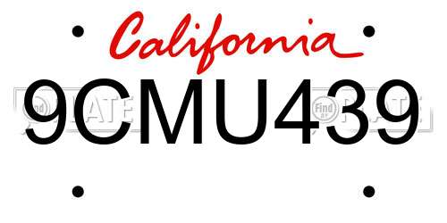9CMU439 California License Plate
