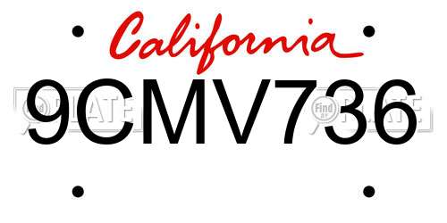 9CMV736 California License Plate