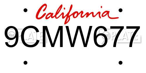 9CMW677 California License Plate