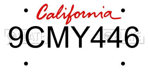 9CMY446 California License Plate