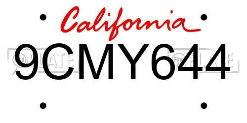 9CMY644 California License Plate