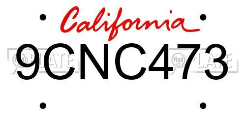 9CNC473 California License Plate