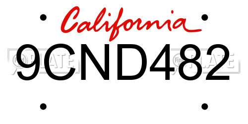 9CND482 California License Plate