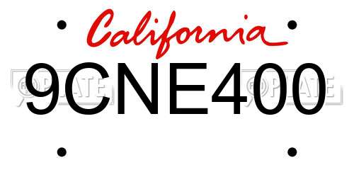 9CNE400 California License Plate