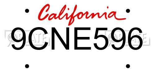 9CNE596 California License Plate