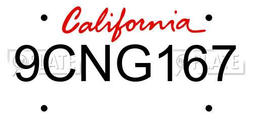 9CNG167 California License Plate