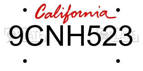 9CNH523 California License Plate