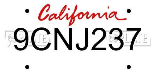 9CNJ237 California License Plate
